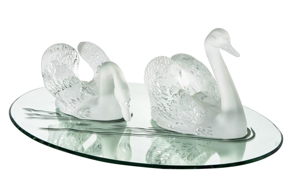 PAIR OF LALIQUE CLEAR & FROSTED GLASS