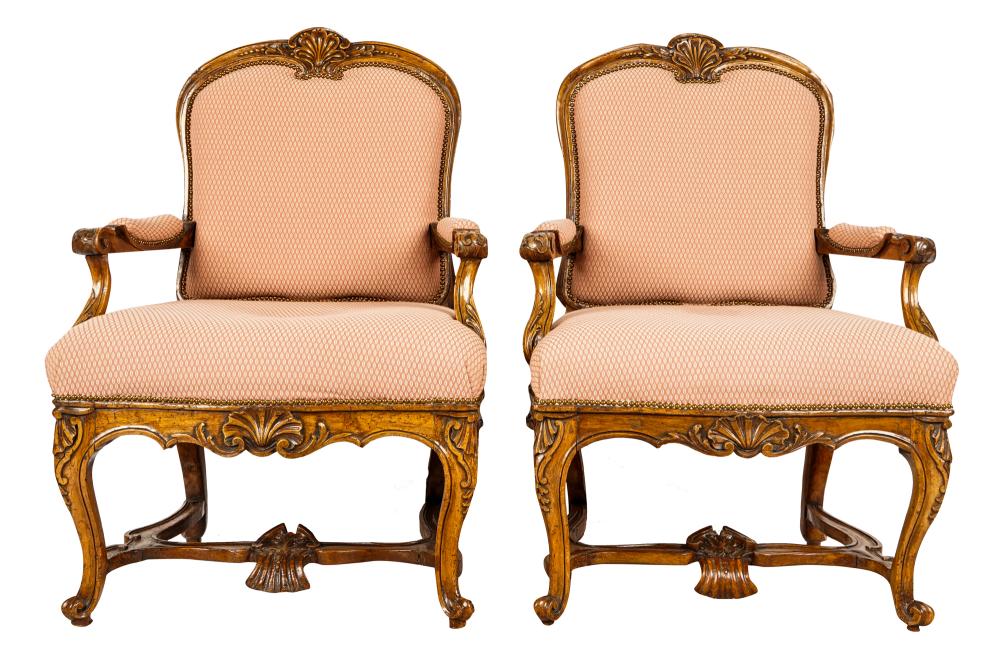 PAIR OF REGENCE STYLE FAUTEUILSlate