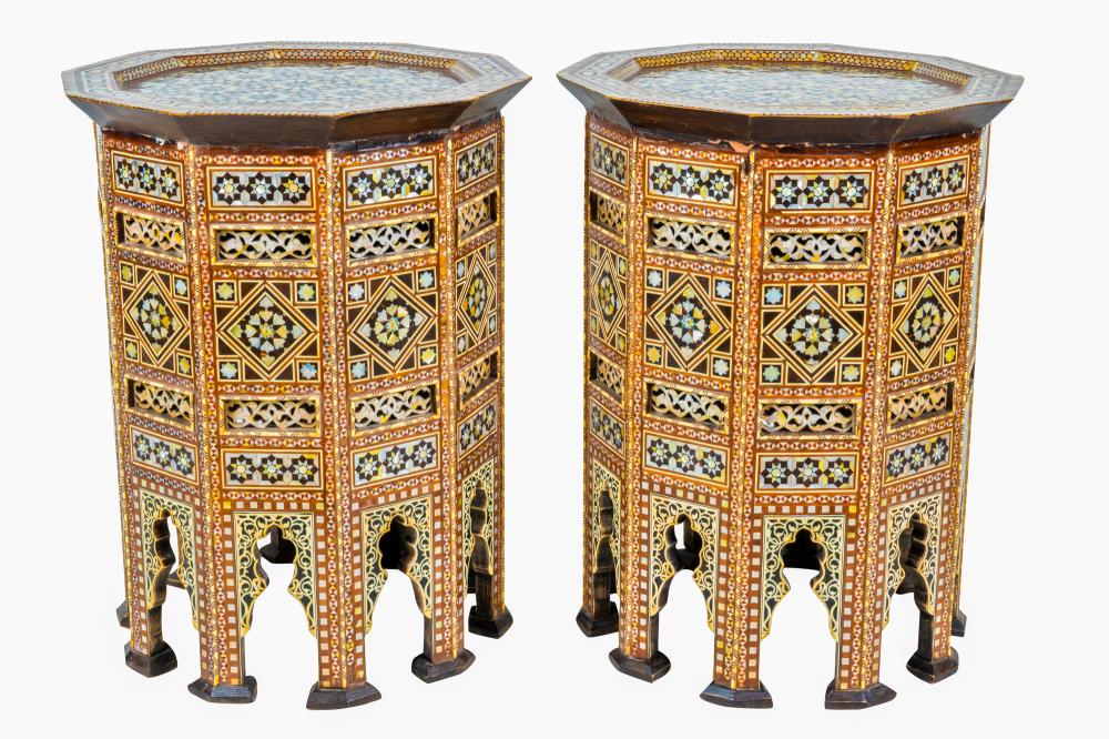 PAIR OF MOORISH STYLE INLAID DECAGONAL 336dd4