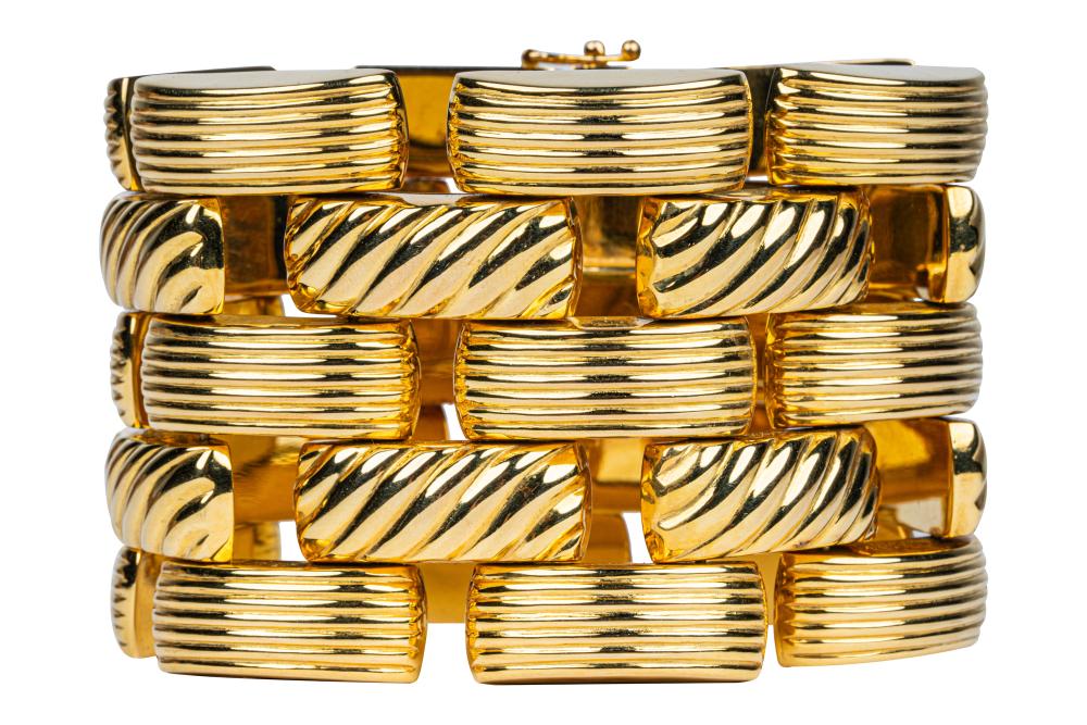 14 KARAT ITALIAN GOLD LINK BRACELETfive-row