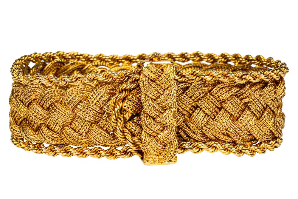 18 KARAT YELLOW GOLD WOVEN BRACELETsigned