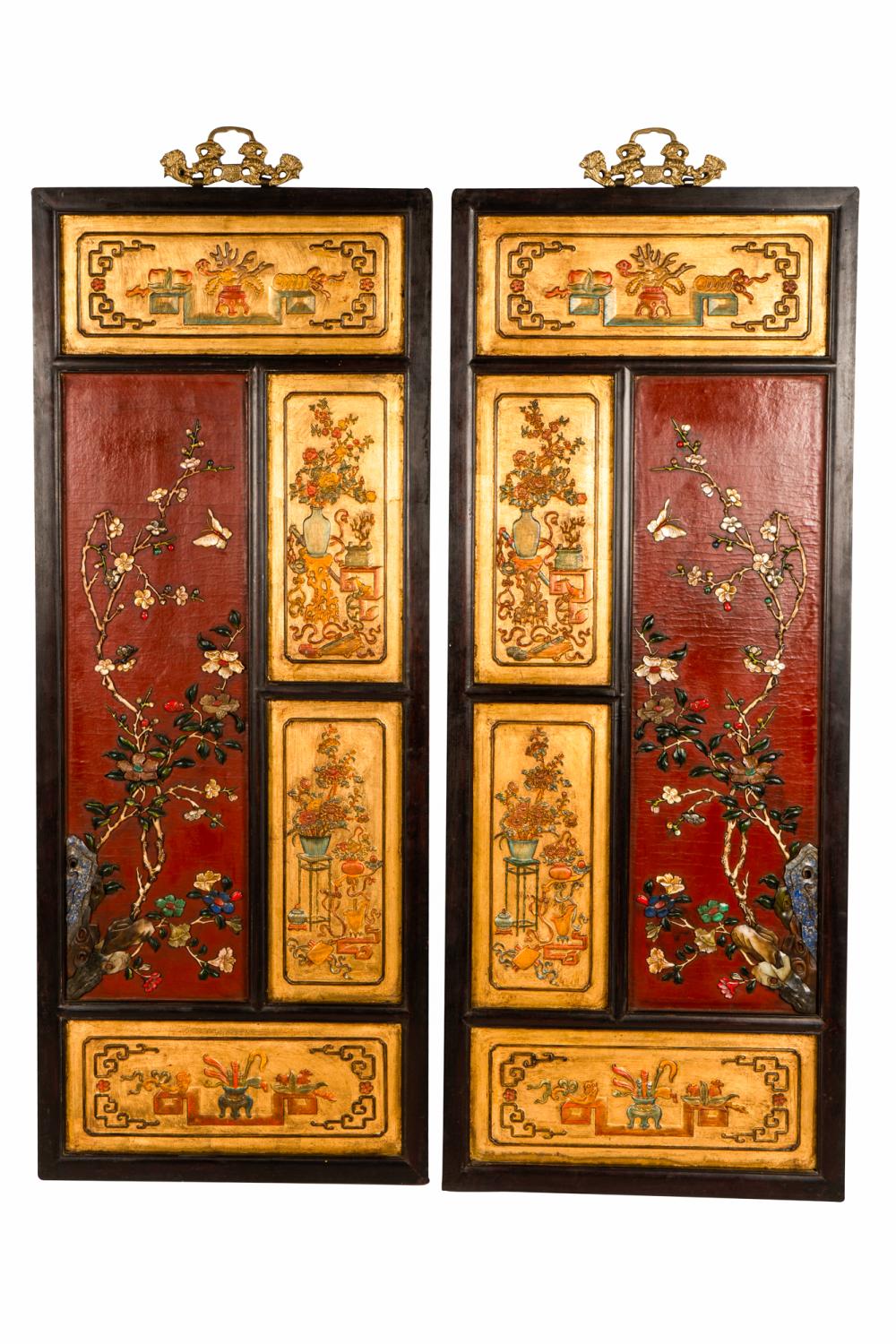PAIR OF CHINESE STYLE INLAID PANELSeach  336e9a