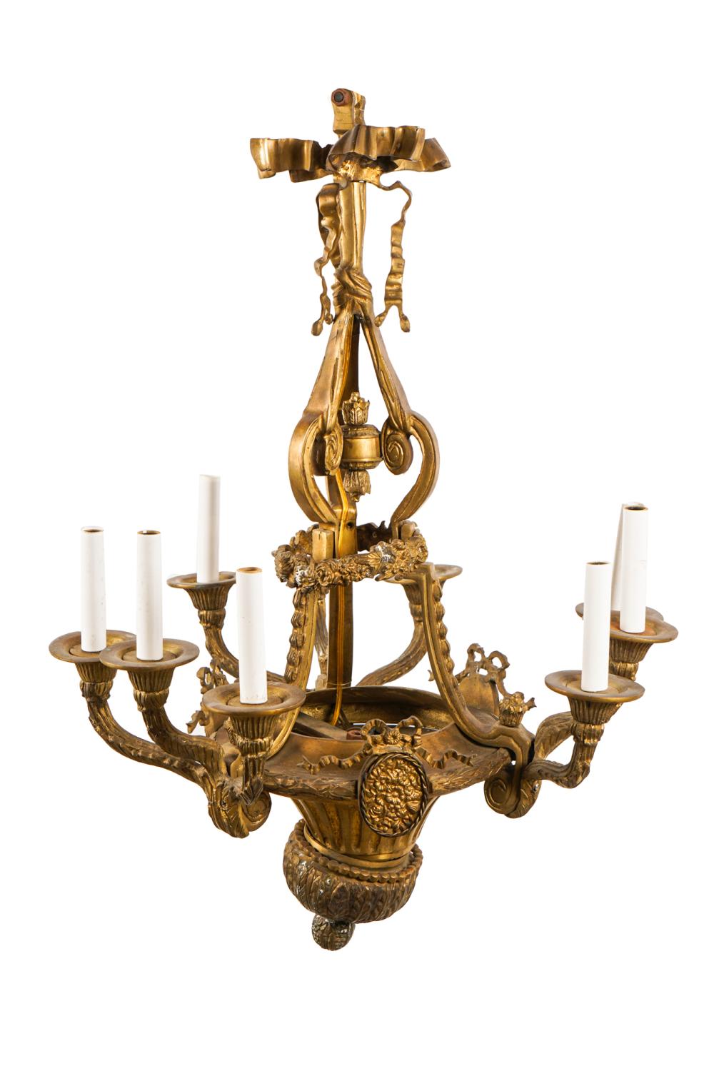 FRENCH BRONZE NINE-LIGHT CHANDELIERCondition: