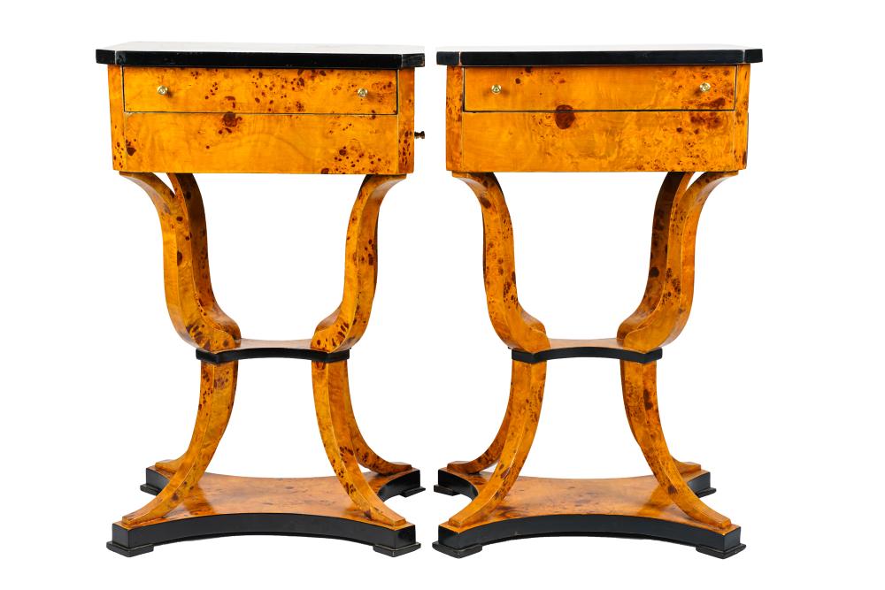 PAIR OF CHARLES X STYLE WORK TABLESCondition: