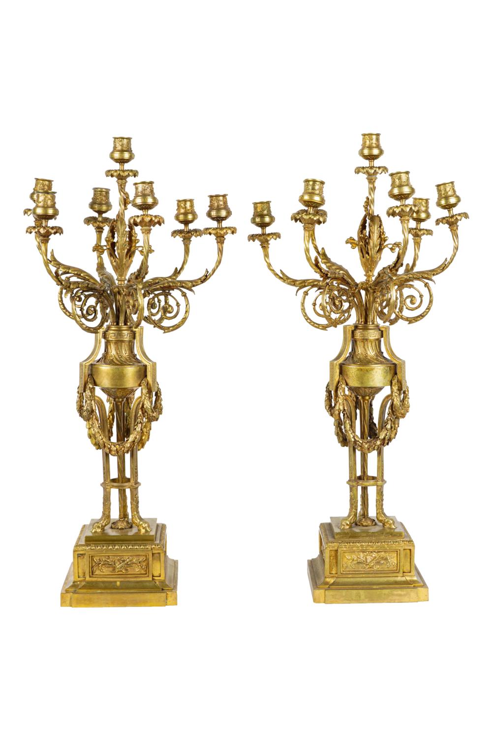 PAIR OF FRENCH BRONZE SEVEN LIGHT 336f37