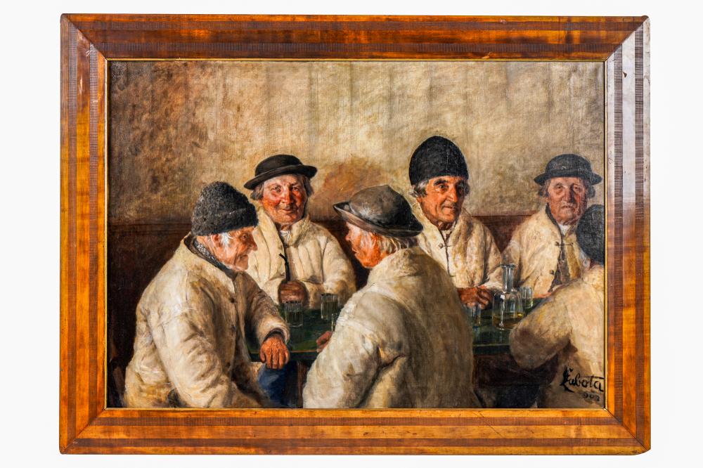 IVAN ZOBATA: "GENTLEMEN IN A TAVERN"oil