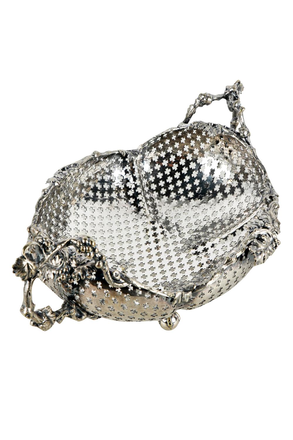 SILVER-PLATE TWO-HANDLED BASKETwith