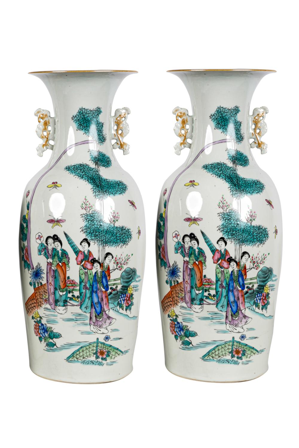 PAIR OF LARGE CHINESE POLYCHROME