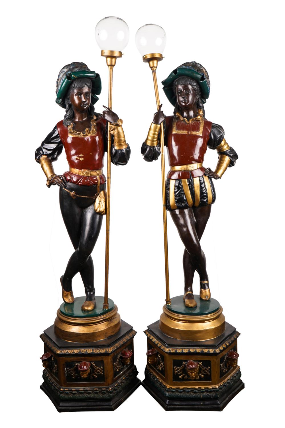 PAIR OF PATINATED BRONZE FIGURAL