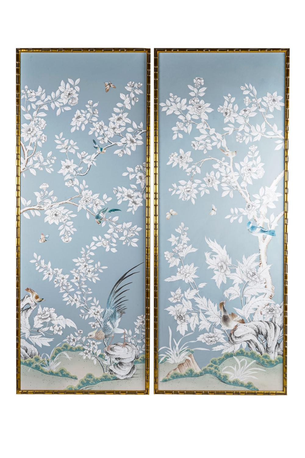 PAIR OF FRAMED CHINOISERIE PANELSon