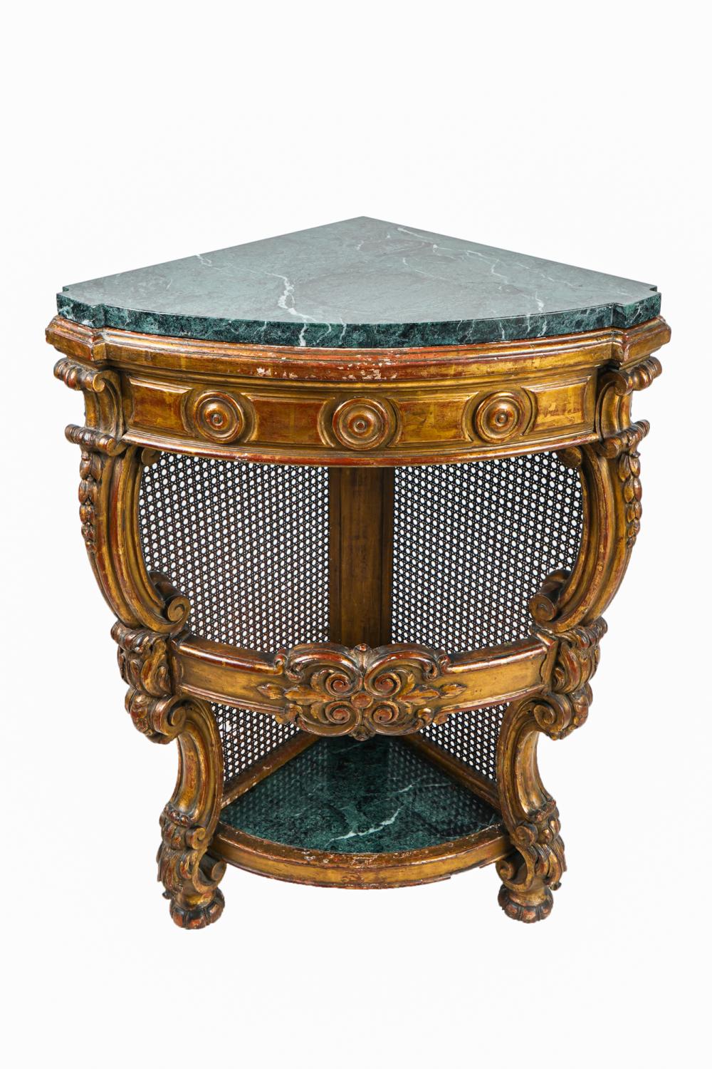 VENETIAN GILT DECORATED & MARBLE TOP