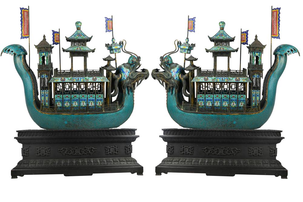 PAIR OF CHINESE CLOISONNE DRAGON