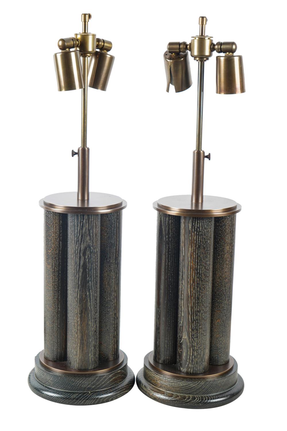 PAIR OF EBONY BRONZE FINISH LAMPSCondition  336ff2