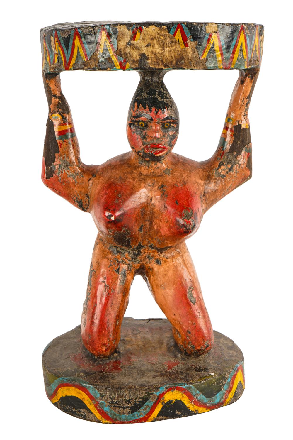 LACQUERED PAINTED TRIBAL FIGURAL 336fee