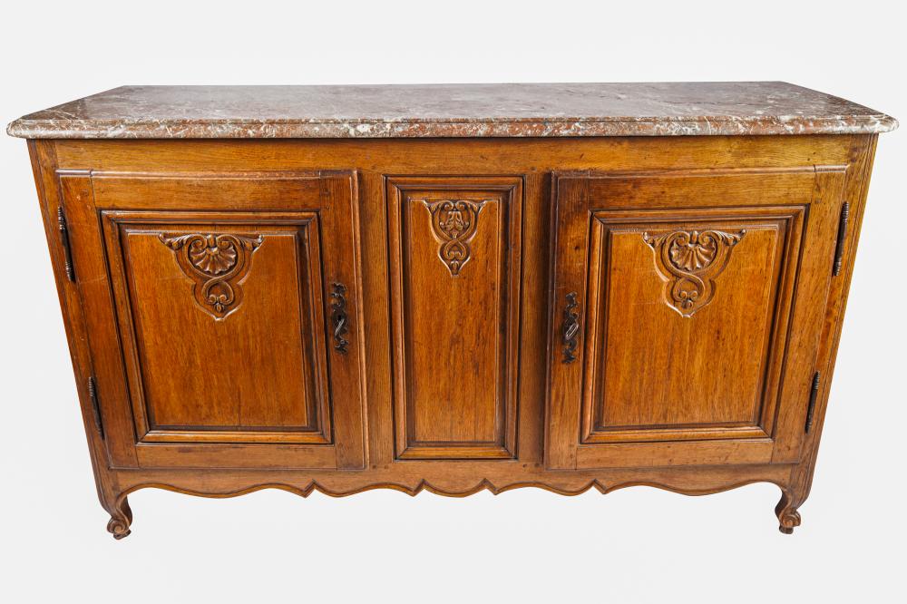 REGENCE STYLE CARVED OAK MARBLE-TOP