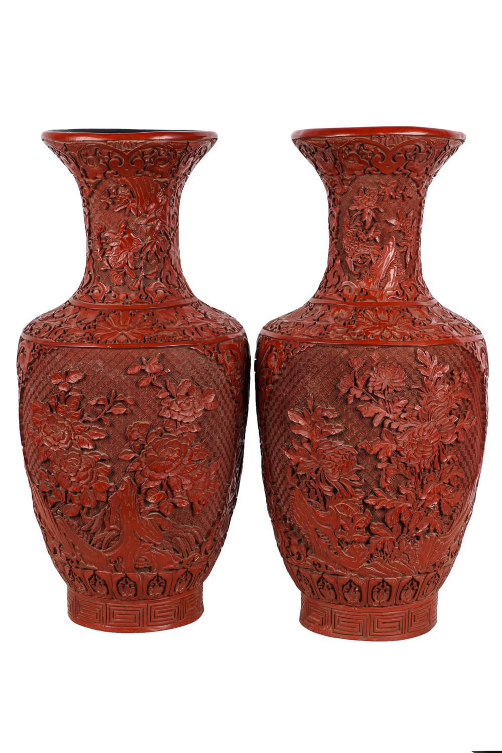 PAIR OF CHINESE CINNABAR VASESeach 337079