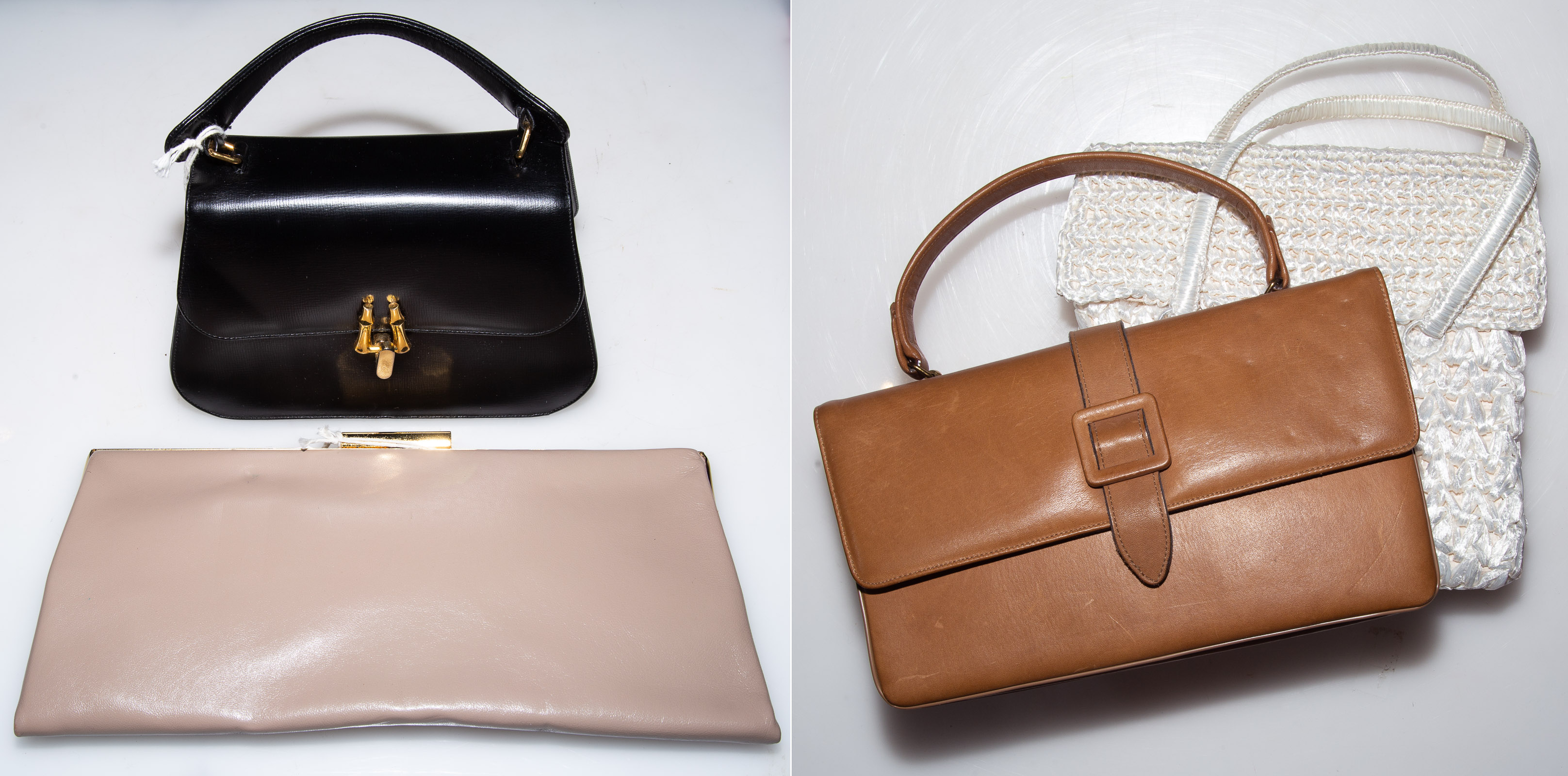 FOUR VINTAGE HANDBAGS including three