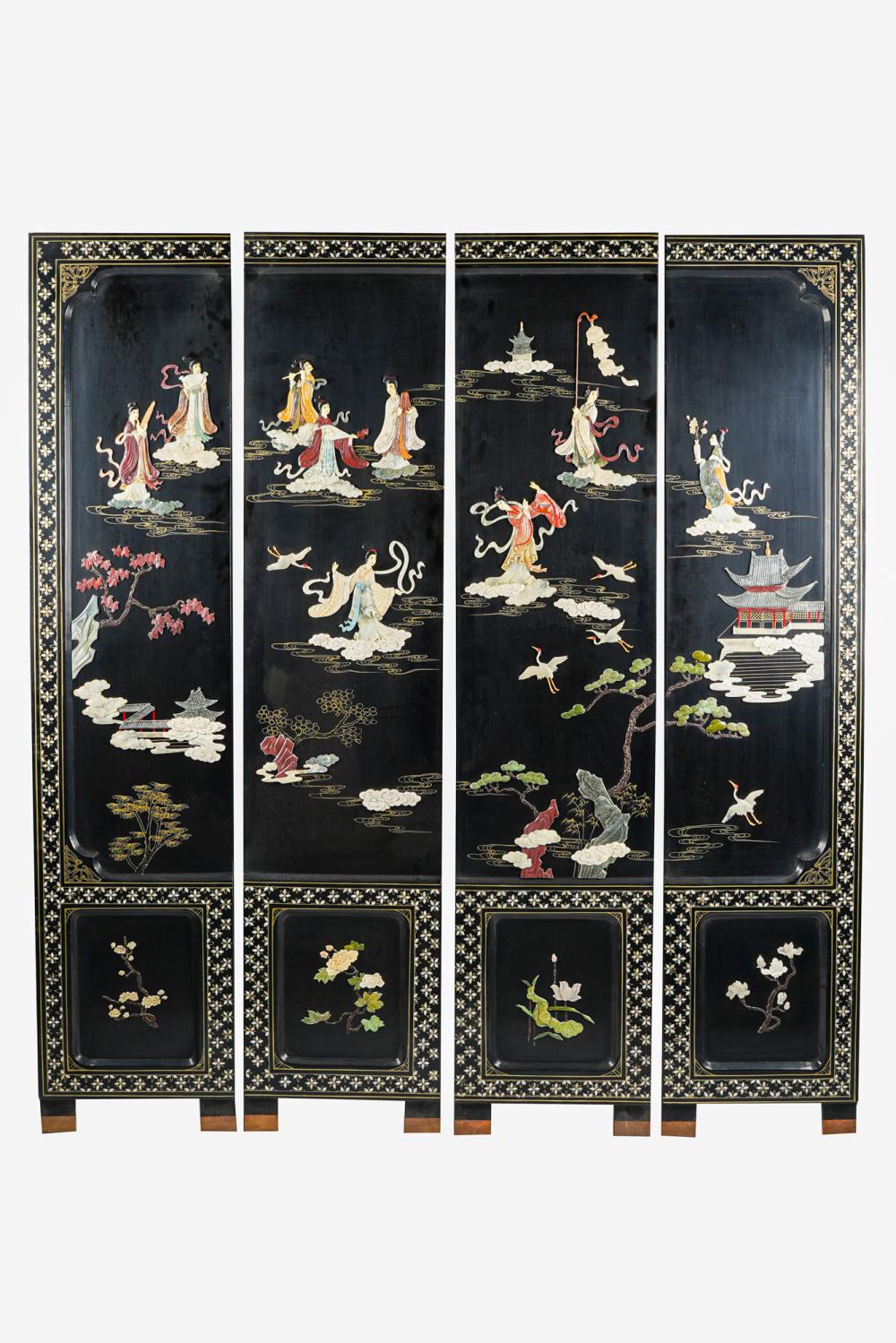 CHINESE FOUR PANEL INLAID SCREENwith 337084