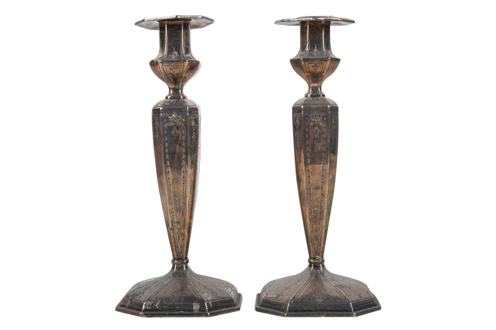 PAIR OF GORHAM STERLING CANDLESTICKSweighted