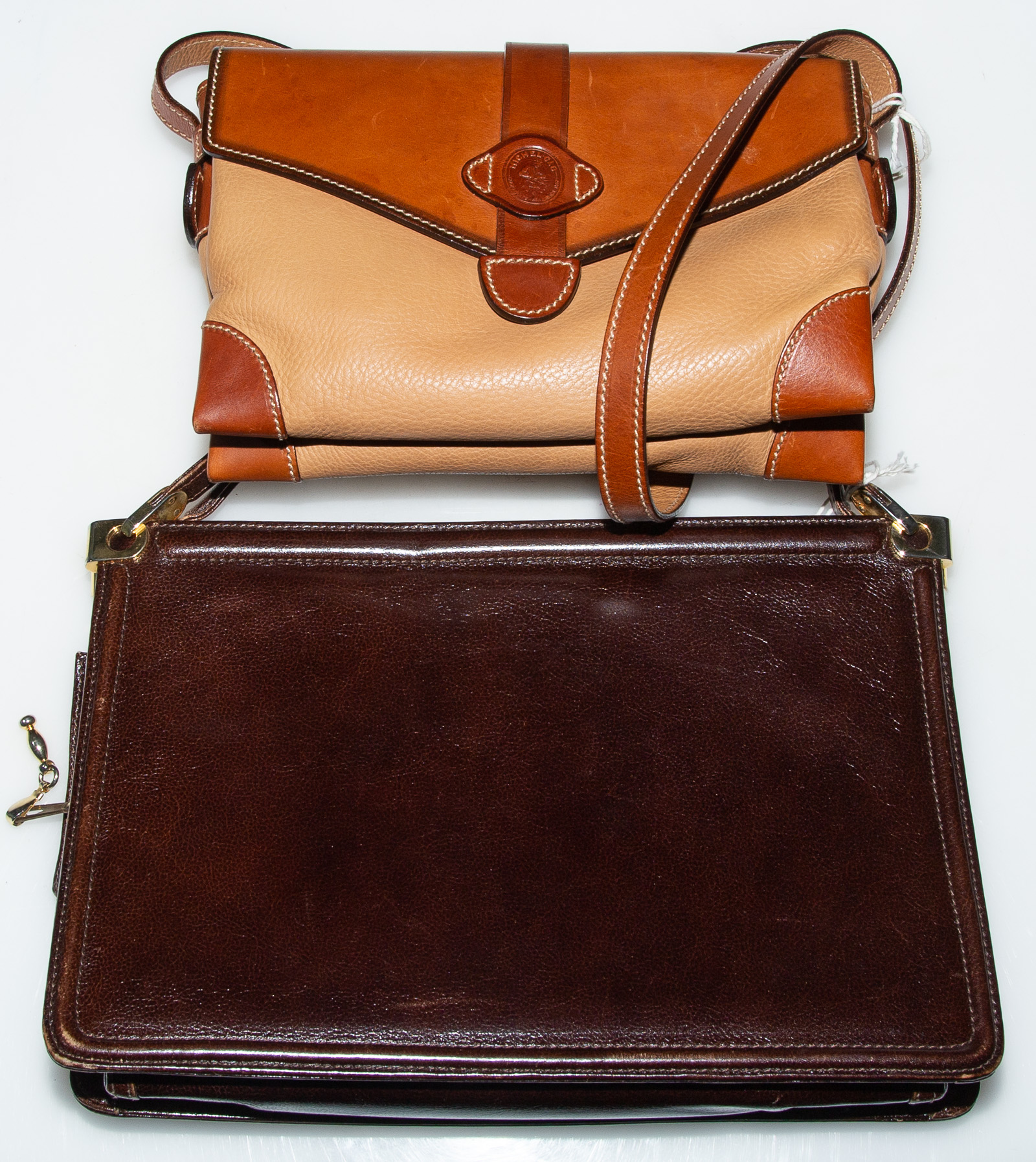 THREE LEATHER HANDBAGS including 3370ba