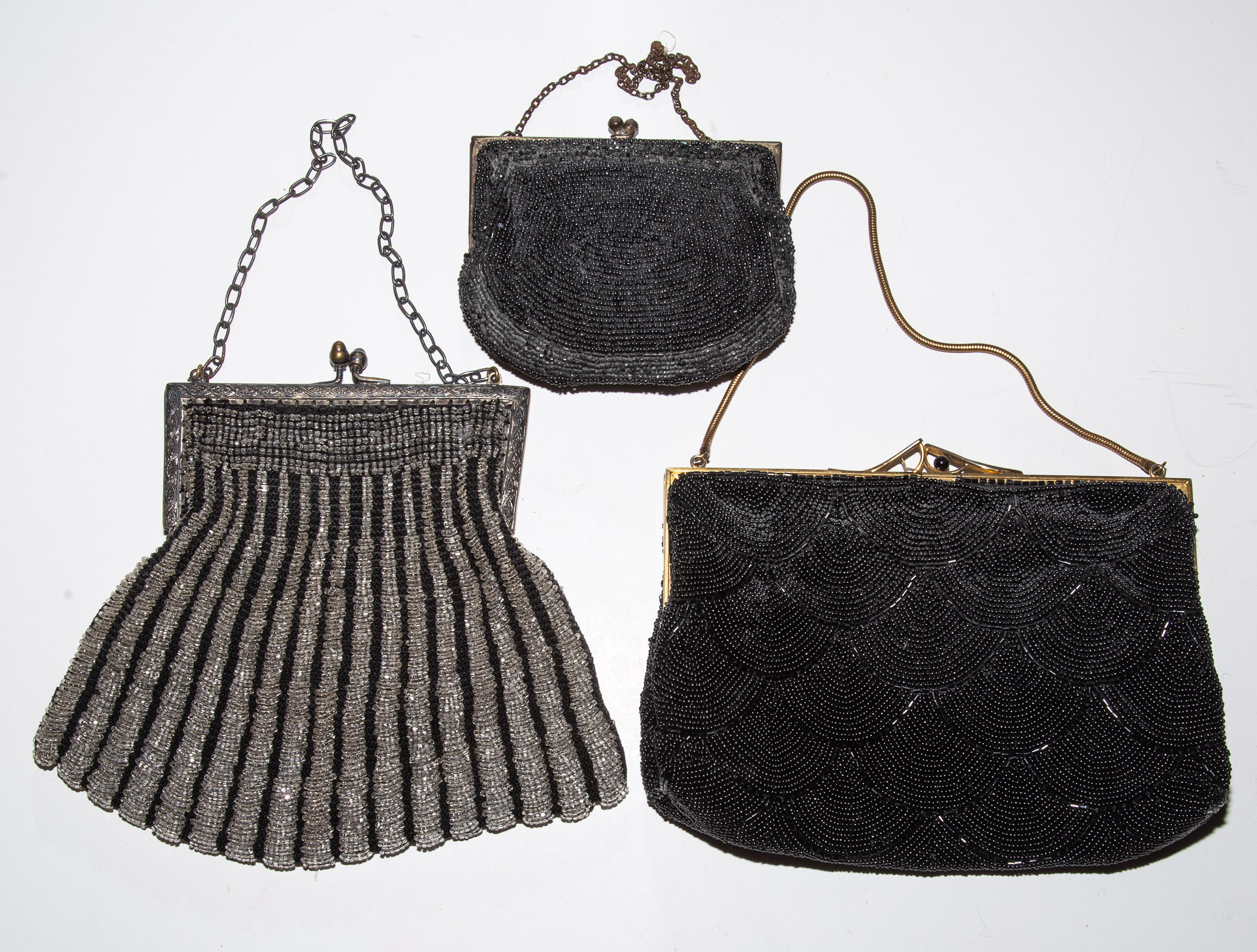 THREE FRENCH BEADED EVENING BAGS