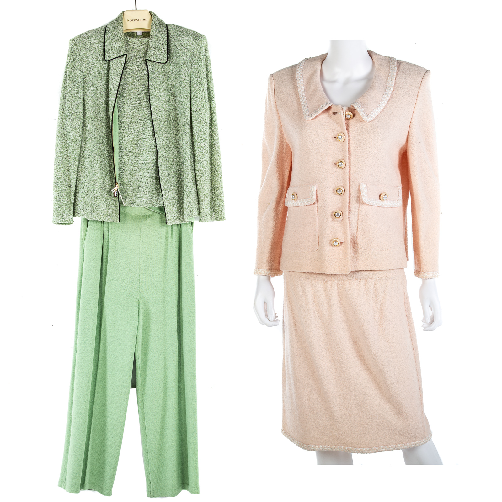 TWO ST JOHN KNIT SUITS green pantsuit  337129