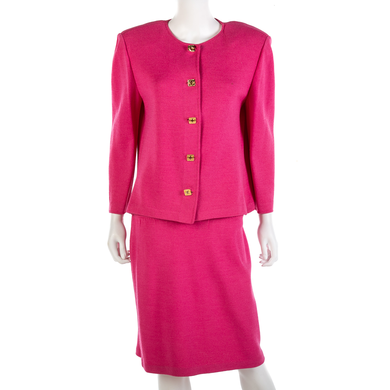ST JOHN PINK KNITTED SUIT jacket 337134