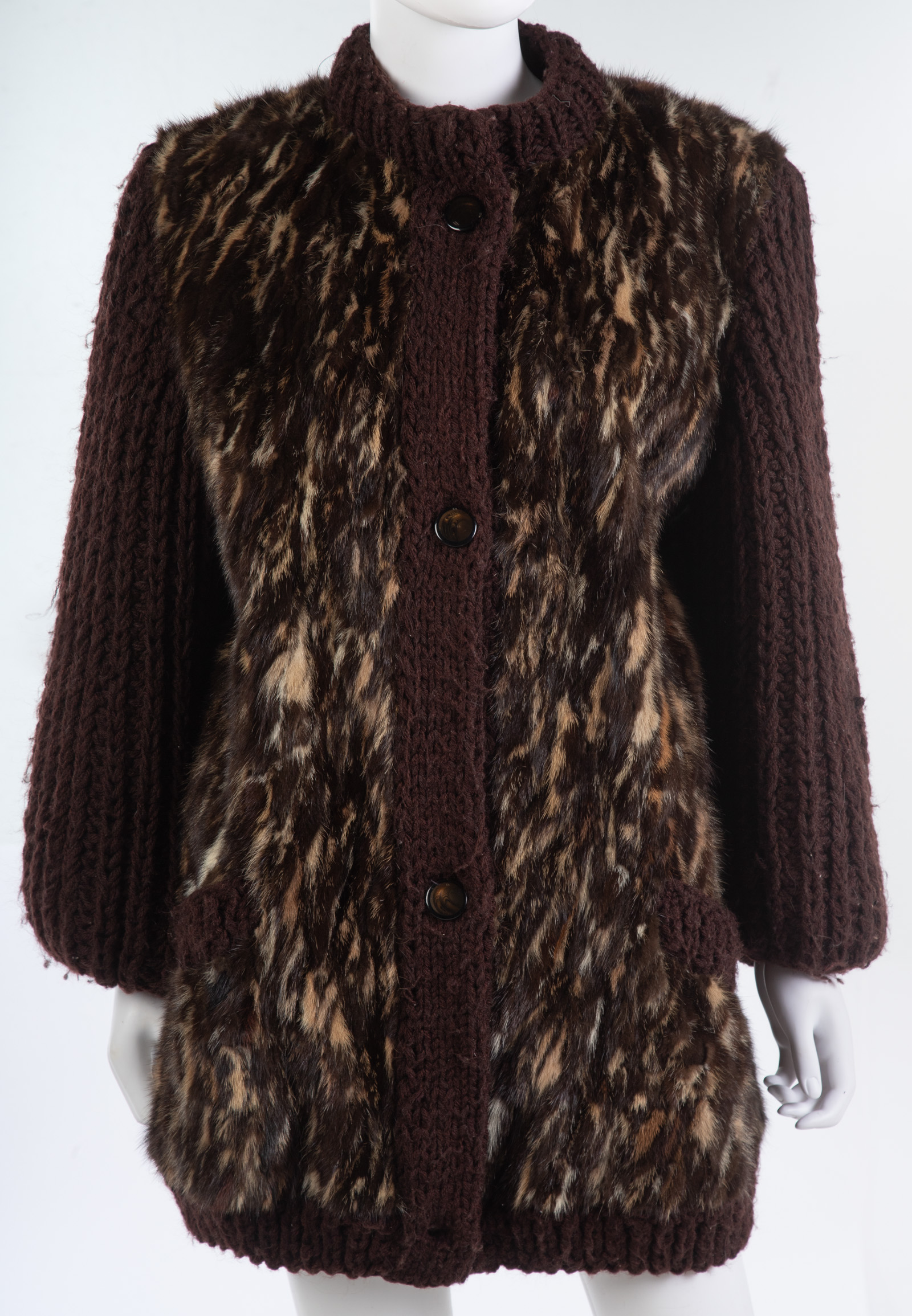 VINTAGE KNITTED MIXED FUR JACKET