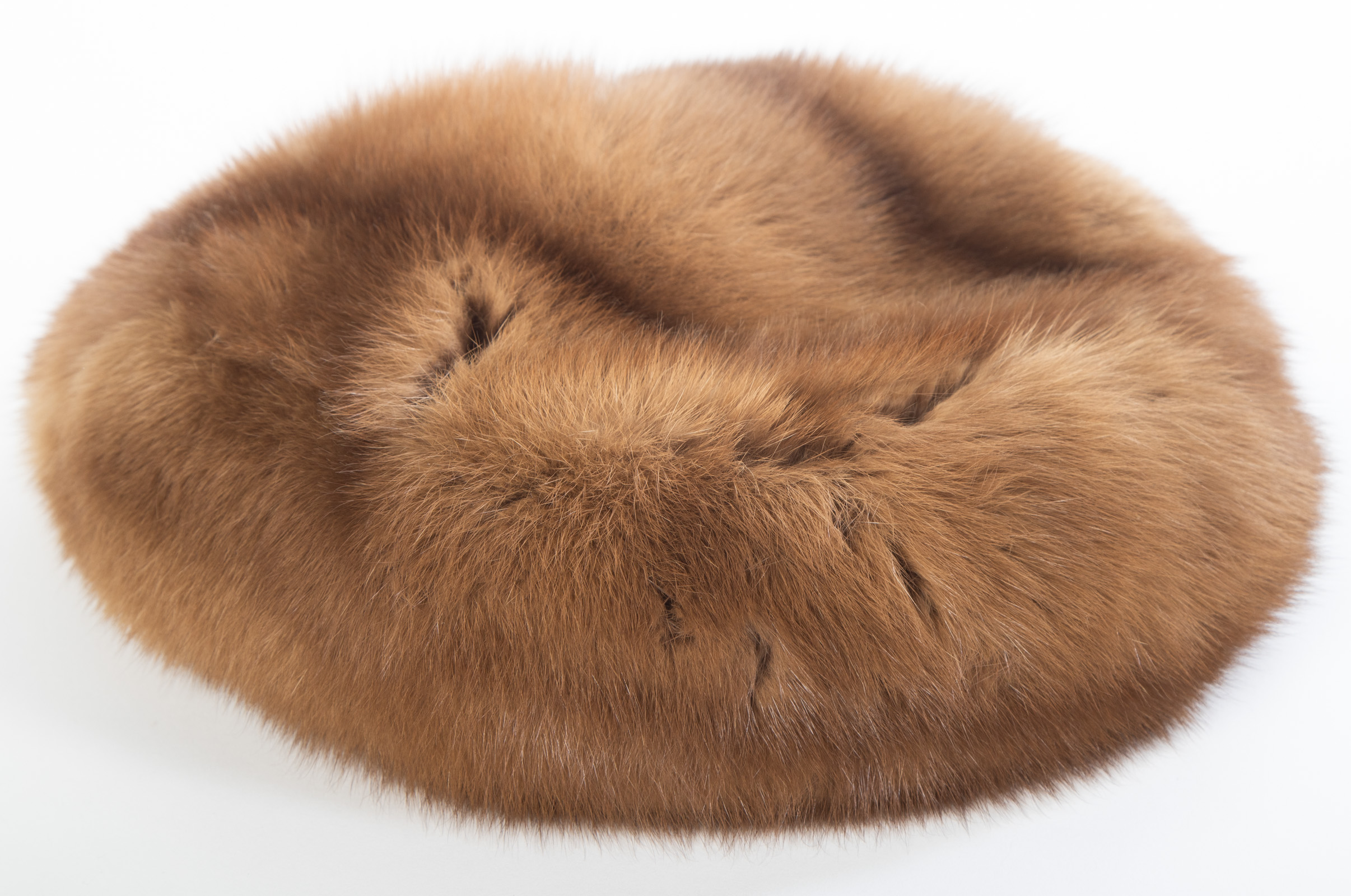 TAN FOX FUR HAT inscribed with