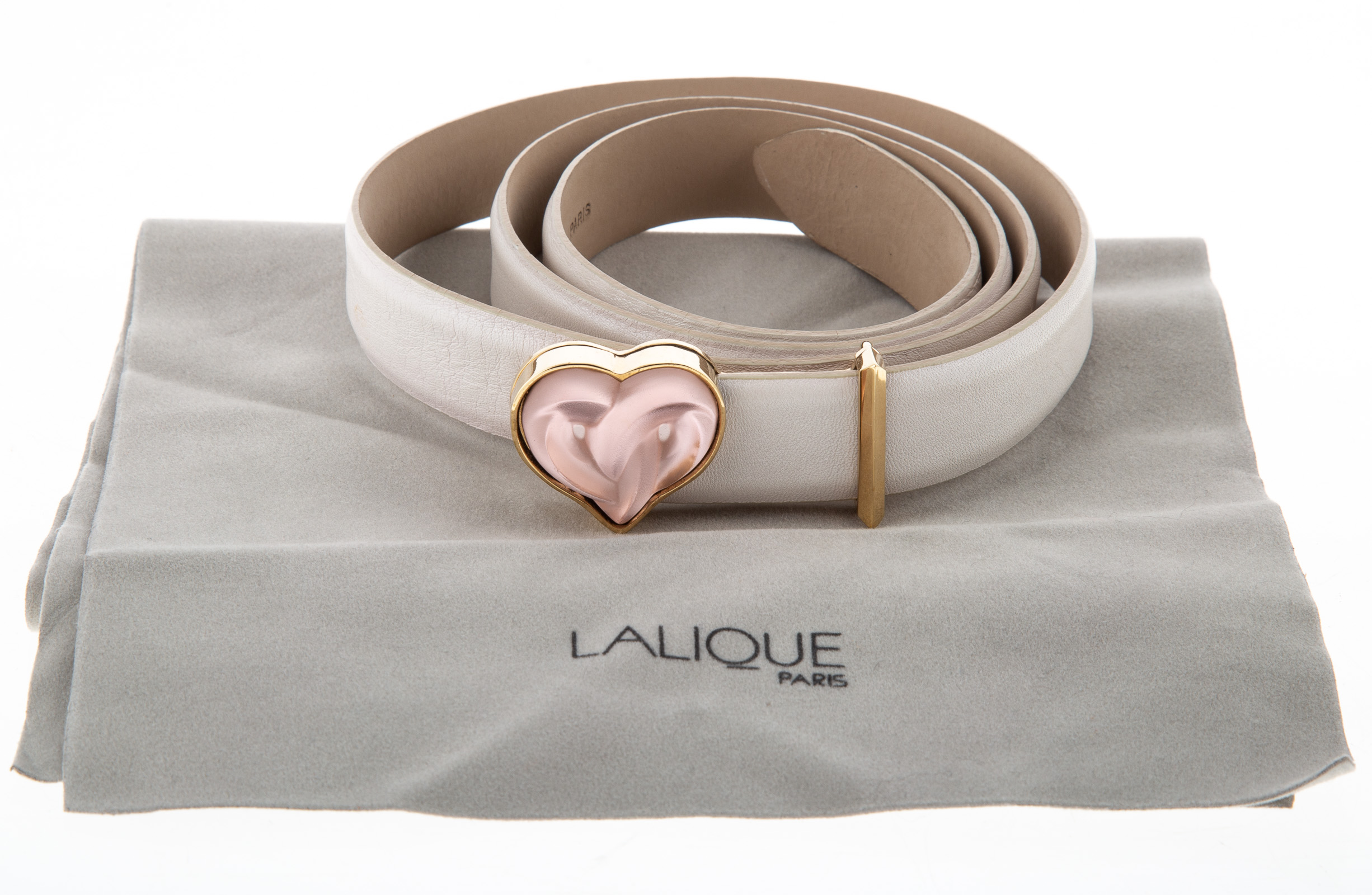 LALIQUE PINK FROSTED CRYSTAL HEART &