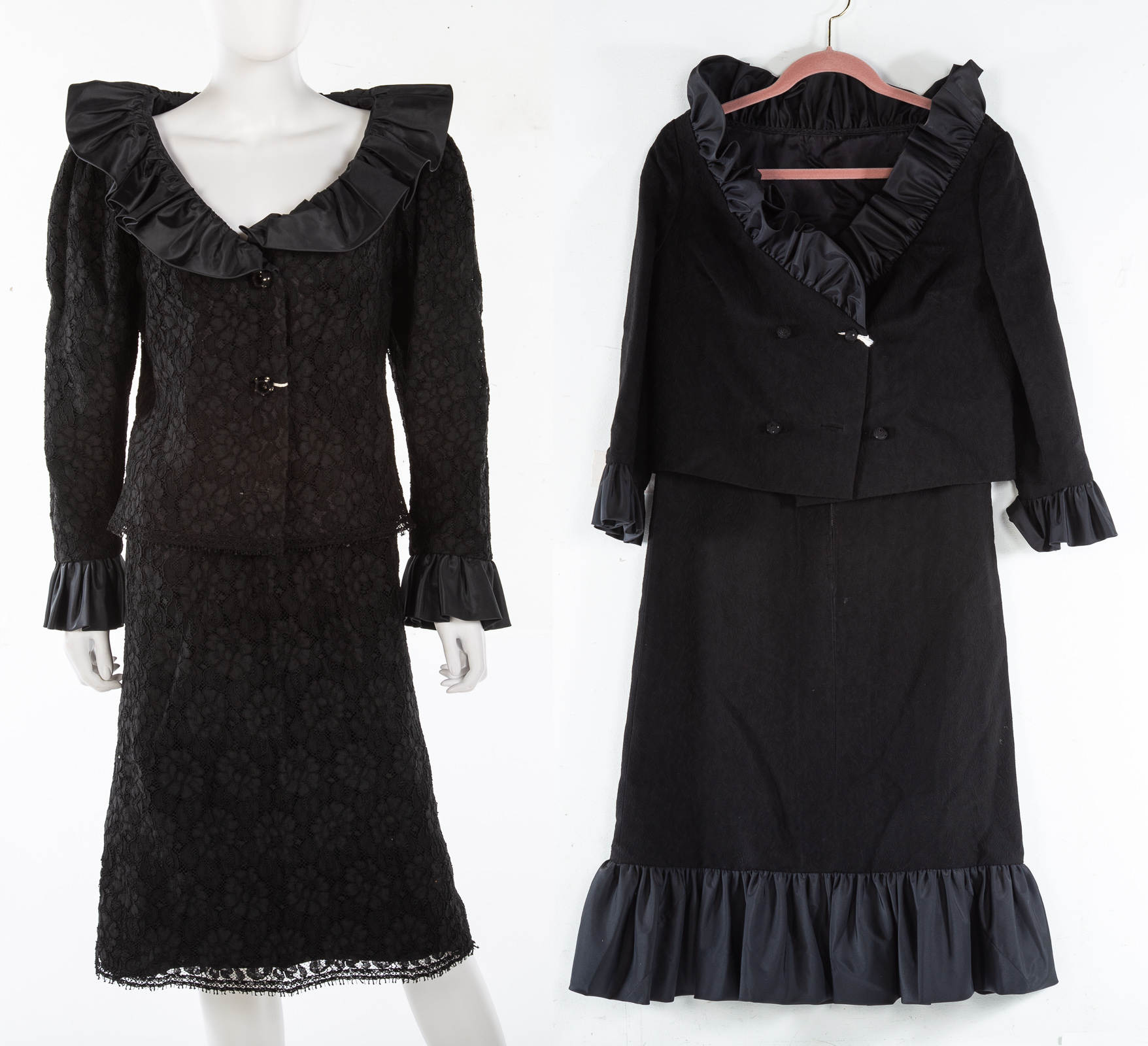 TWO BLACK VINTAGE SUITS Lace jacket 337276