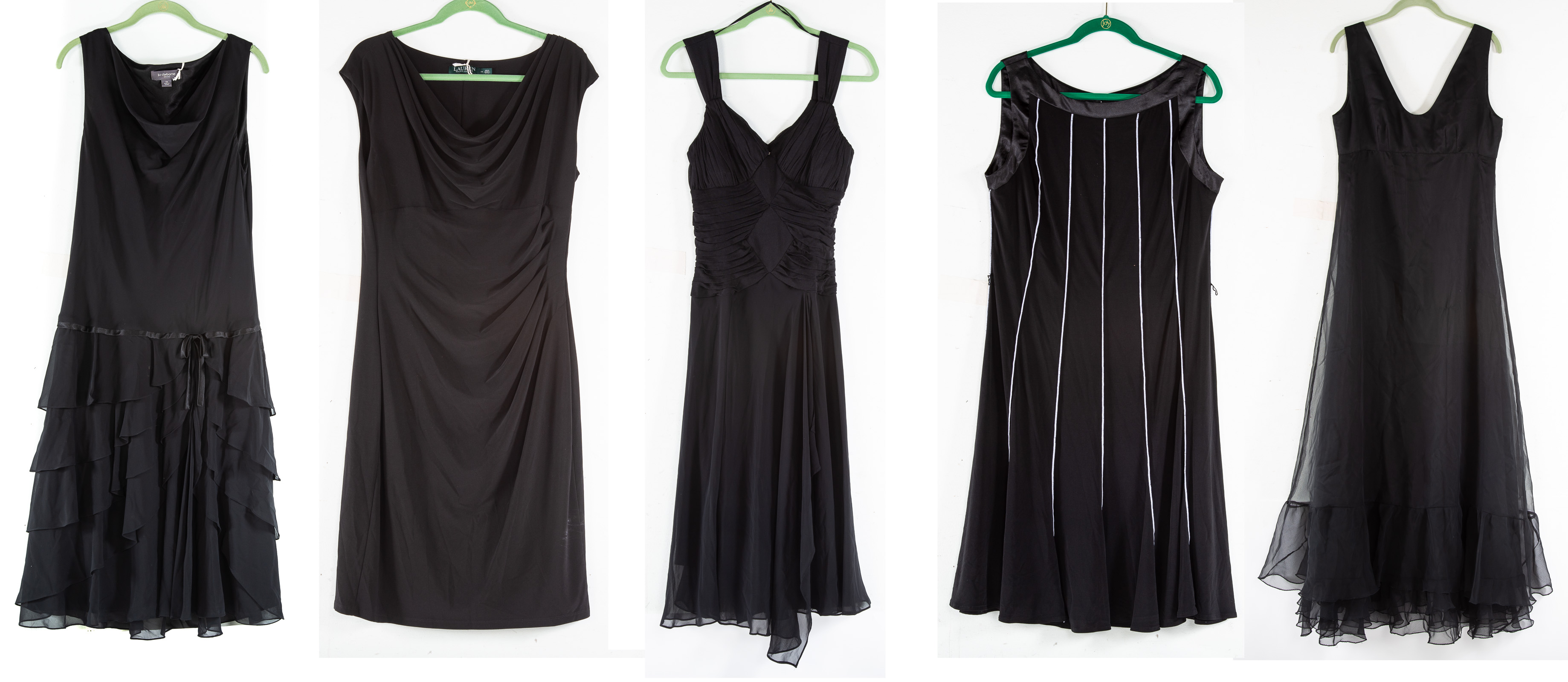 A COLLECTION OF FIVE BLACK DRESSES 337270