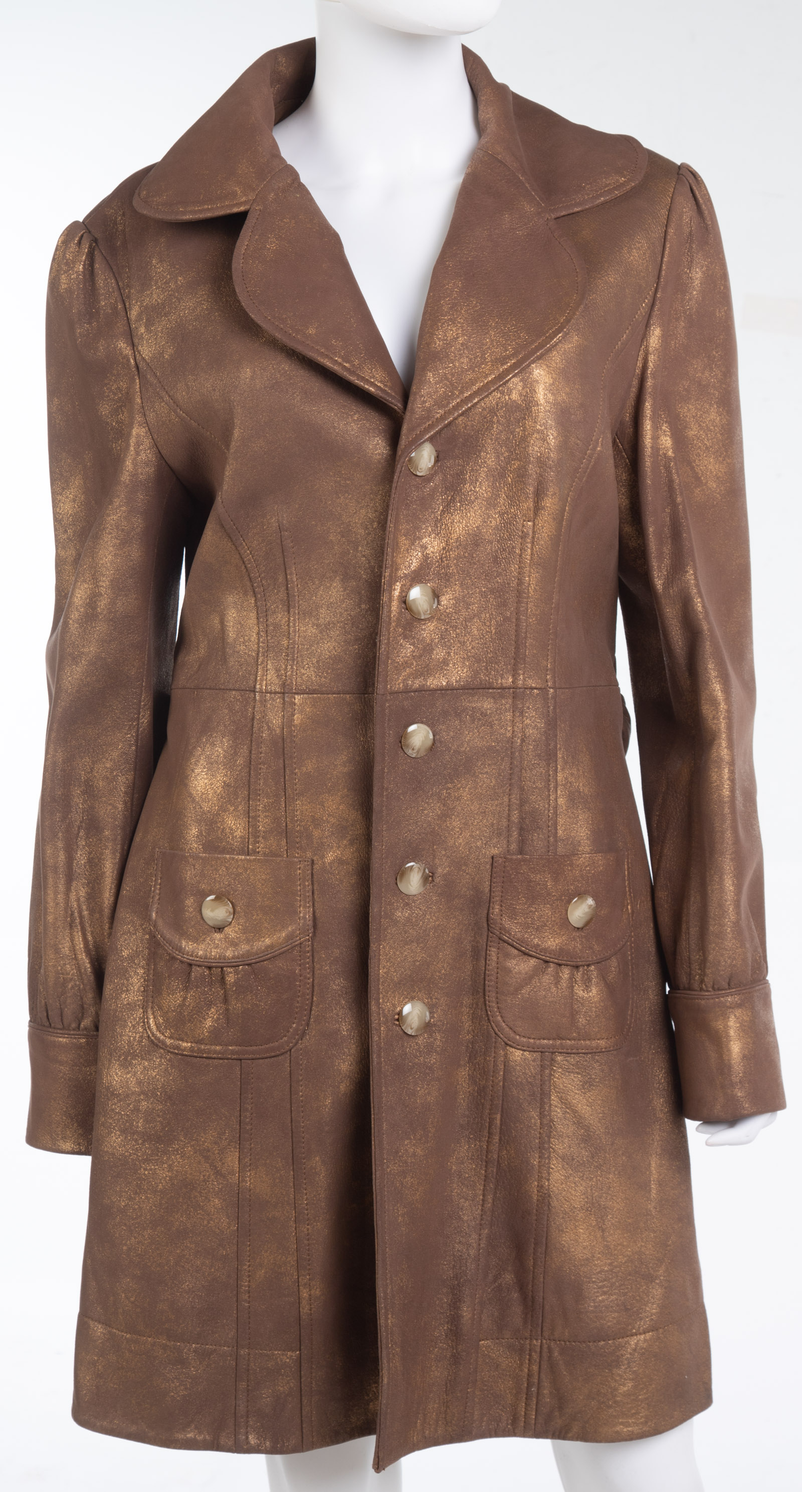 A CHRISTOPHER BLUE GOLDEN LEATHER COAT