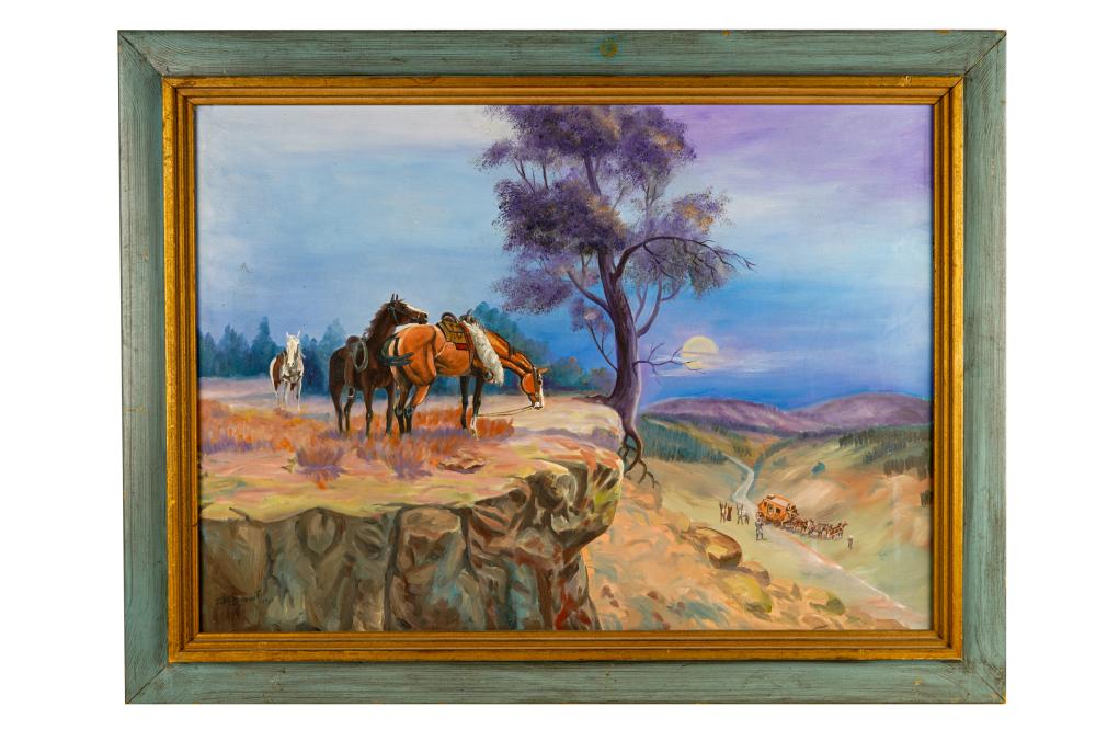 J.N. BRYANT: HORSES OVERLOOKING THE