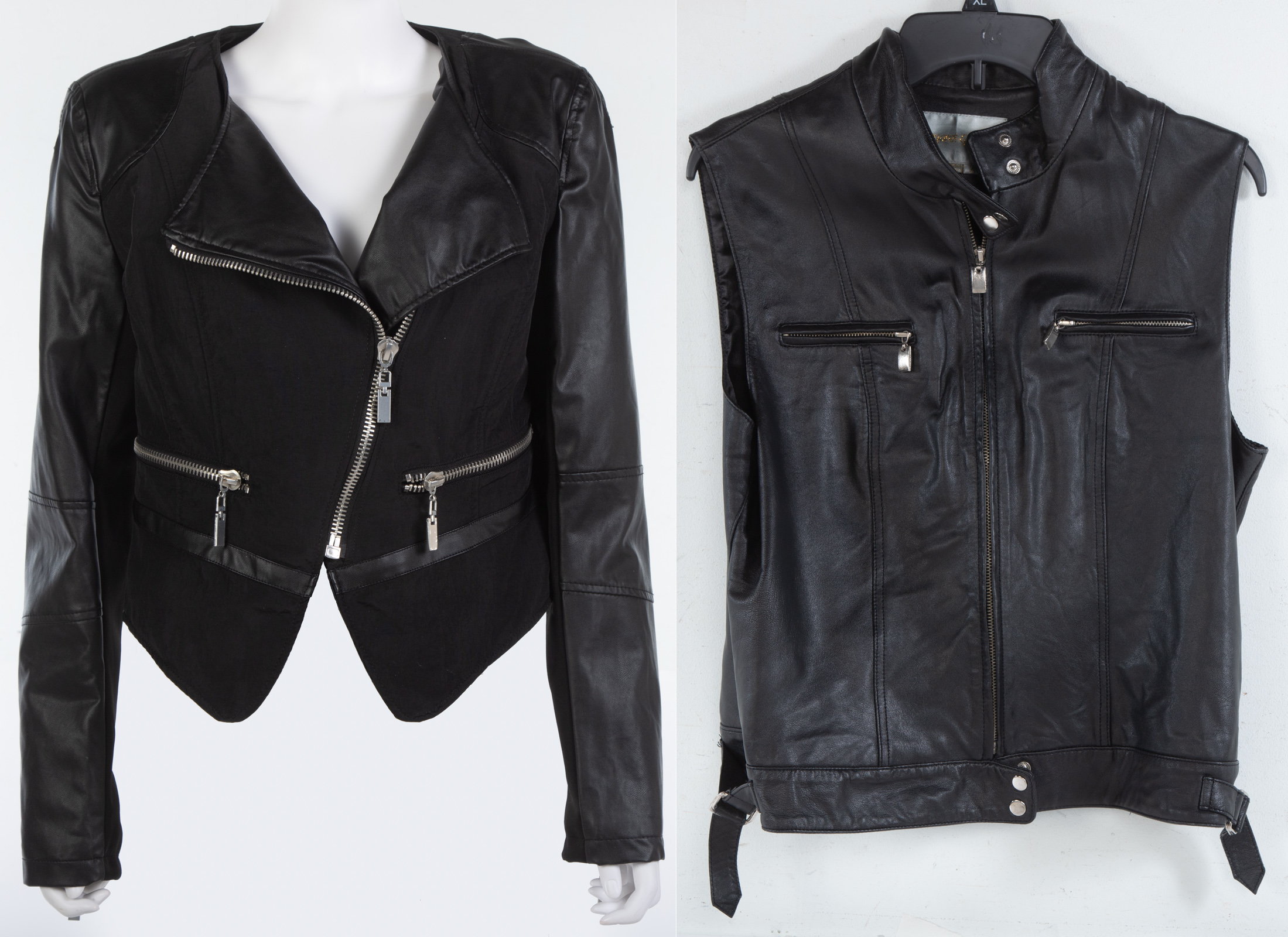 A BLACK LEATHER VEST FAUX LEATHER 3372a0