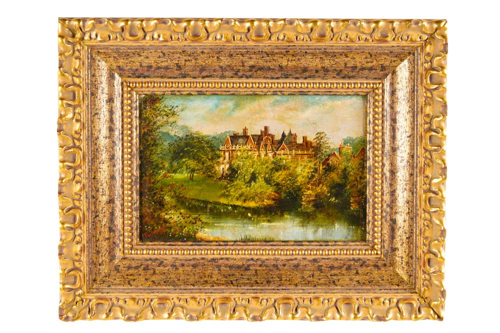 ENGLISH SCHOOL COUNTRY HOUSE LANDSCAPEoil 3372fd