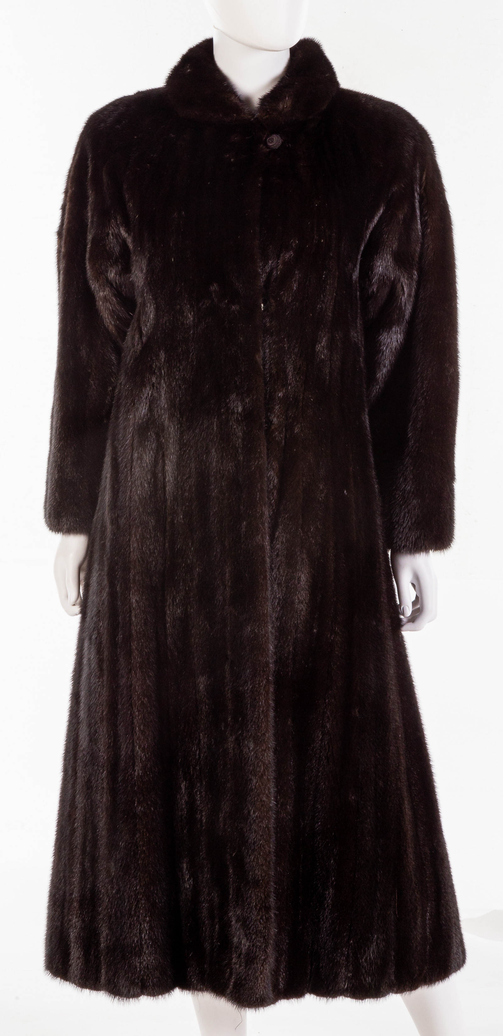 FULL LENGTH DARK BROWN MINK FUR COAT