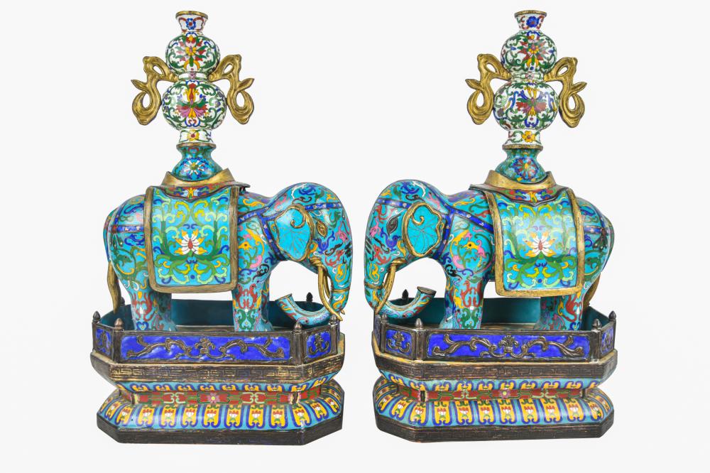 PAIR OF CHINESE CLOISONNE ELEPHANT 337334