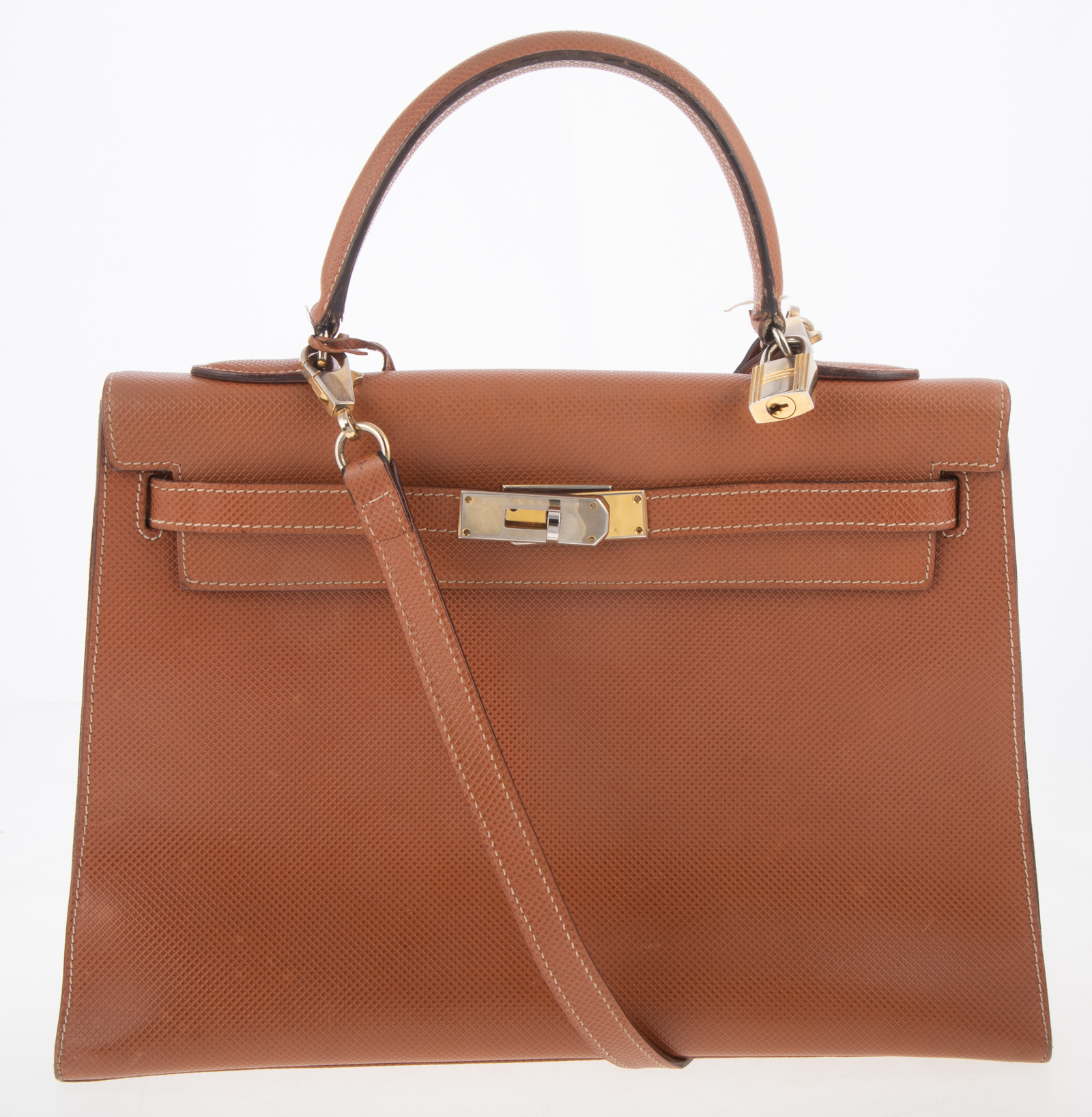 KELLY STYLE TOBACCO LEATHER HANDBAG 337337