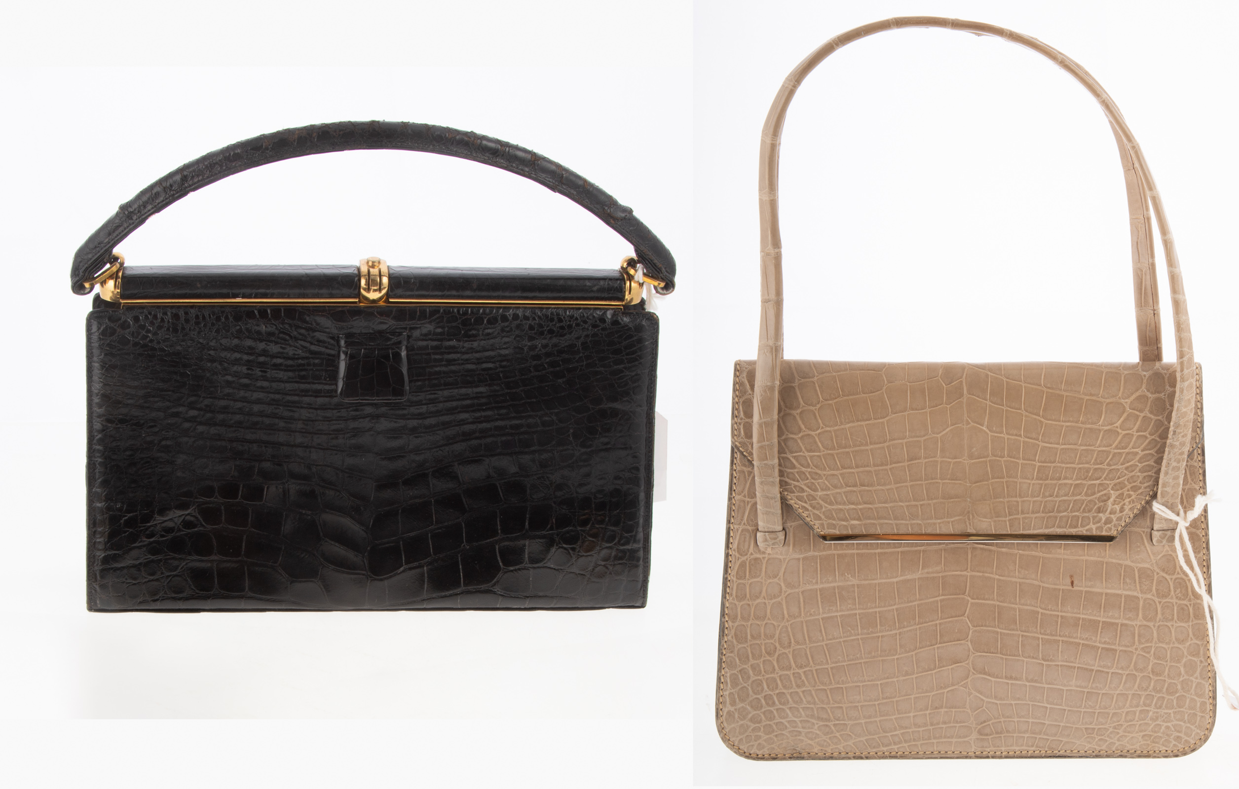 TWO FRENCH ALLIGATOR HANDBAGS including 33734f