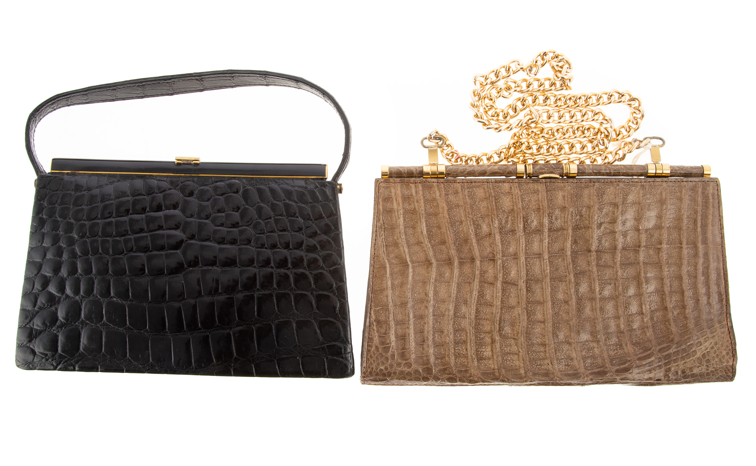 TWO EXOTIC SKIN HANDBAGS including 337352