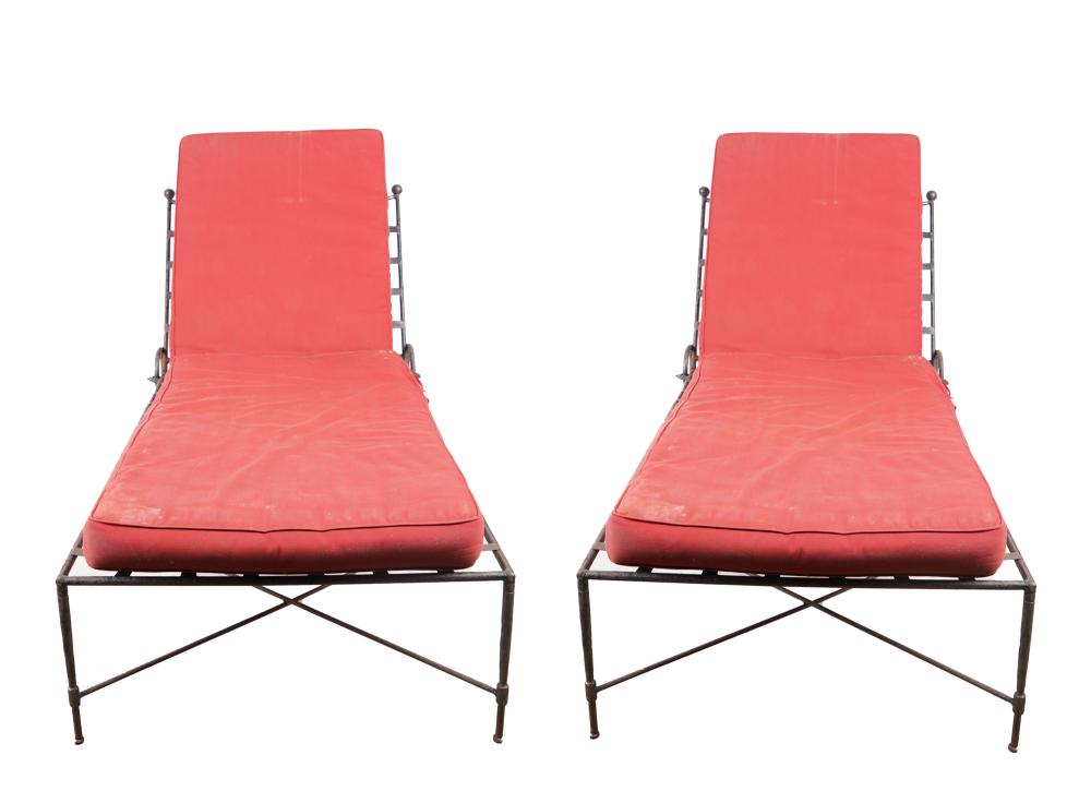 PAIR OF IRON PATIO CHAISE LOUNGESProvenance  33735a