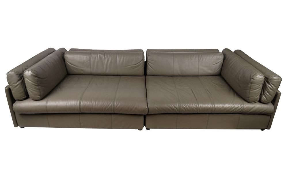 GRAY LEATHER SECTIONAL SOFA WITH 337391