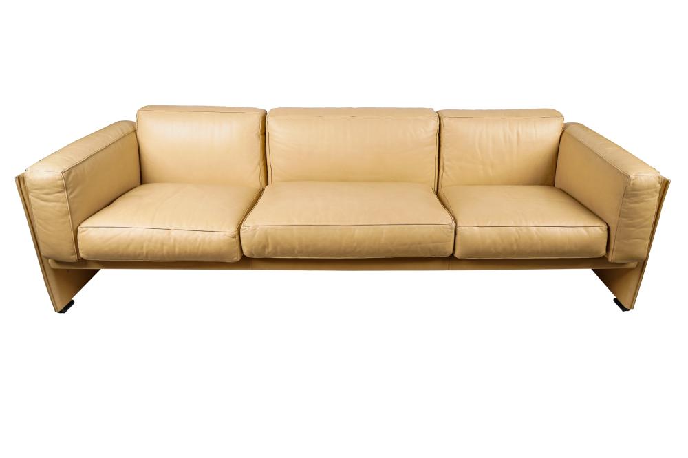 BEIGE LEATHER CONTEMPORARY SOFAwith 3373a5