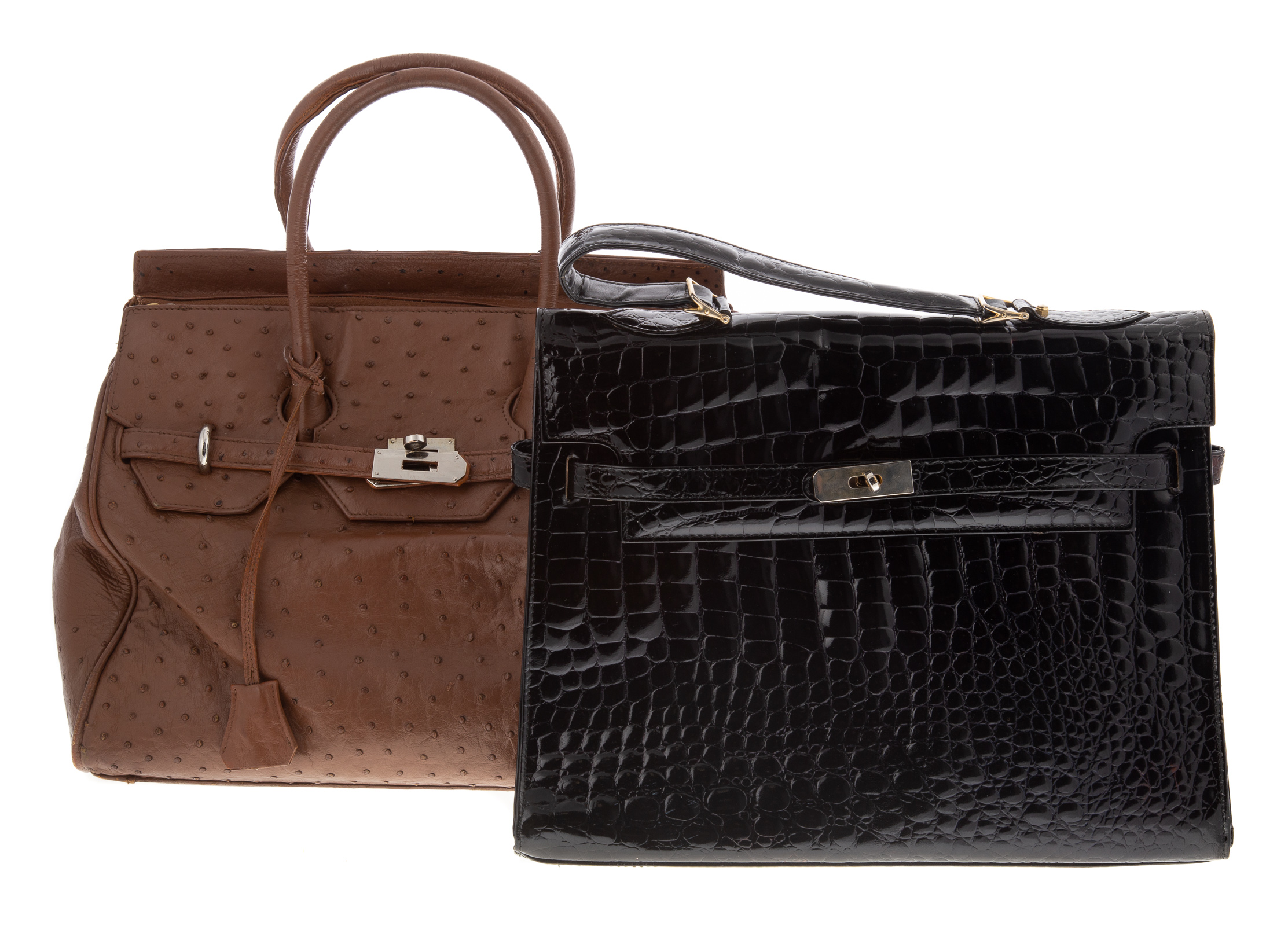 A LEATHER BIRKIN-STYLE AND A KELLY-STYLE