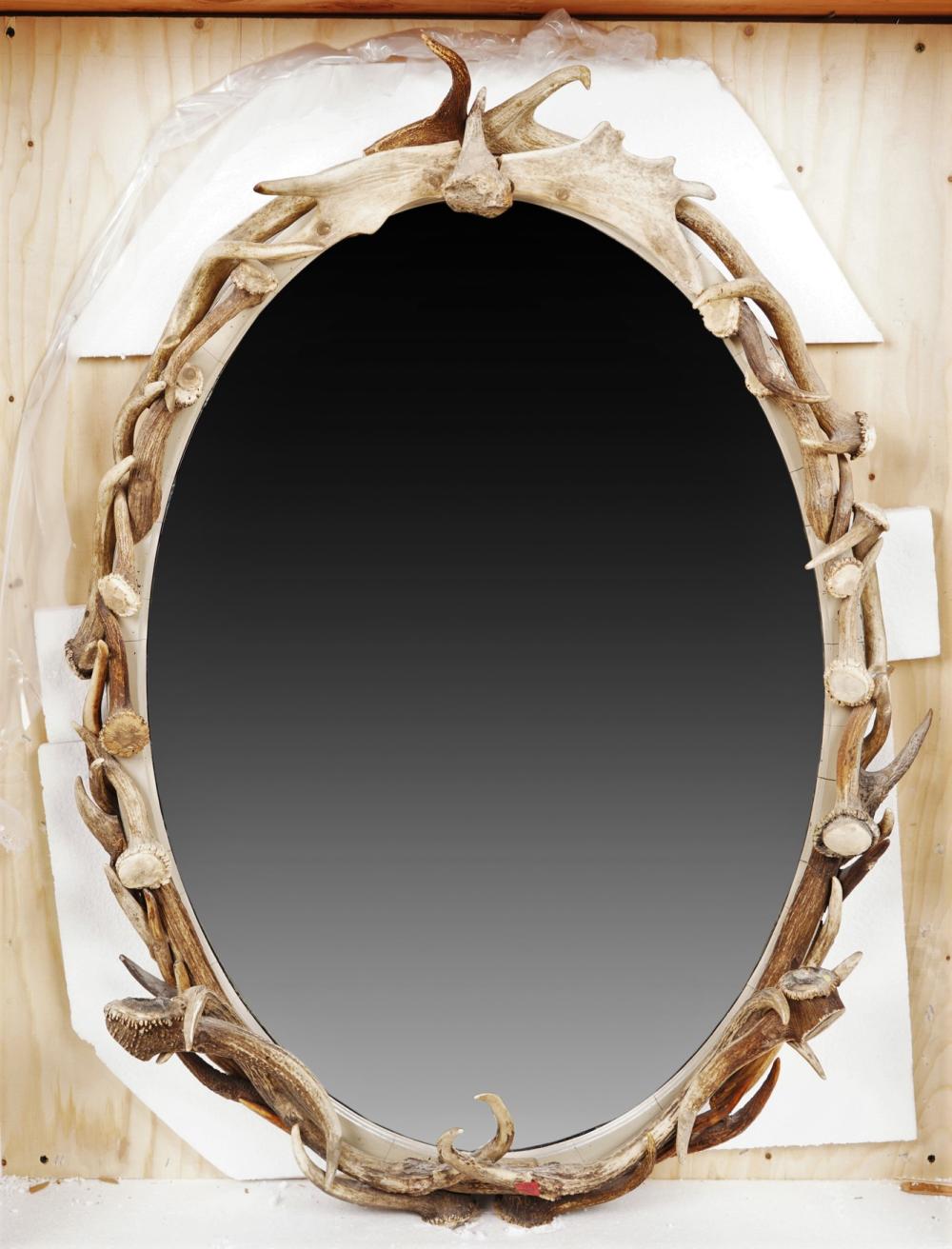 ANTLER FRAMED MIRRORwood frame mirror
