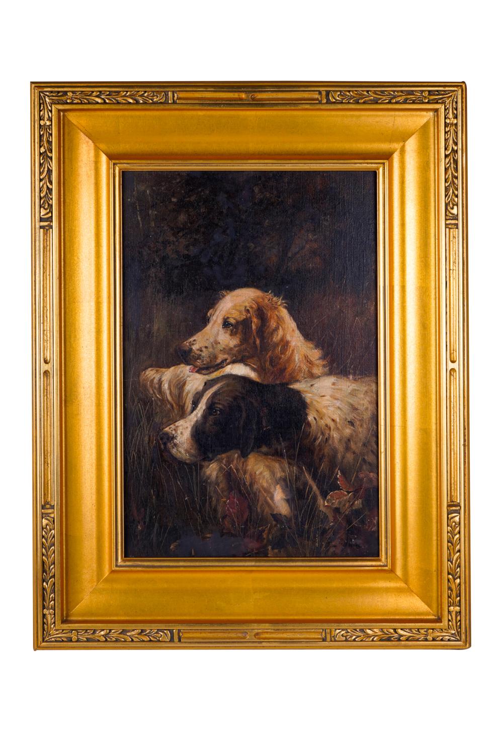 TWO SPANIELSoil on canvas signed 3373fb