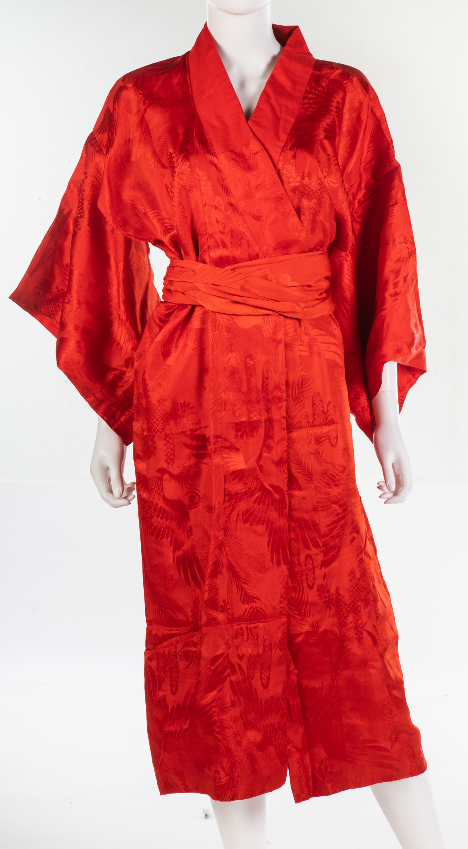 VINTAGE JAPANESE RED SILK DAMASK