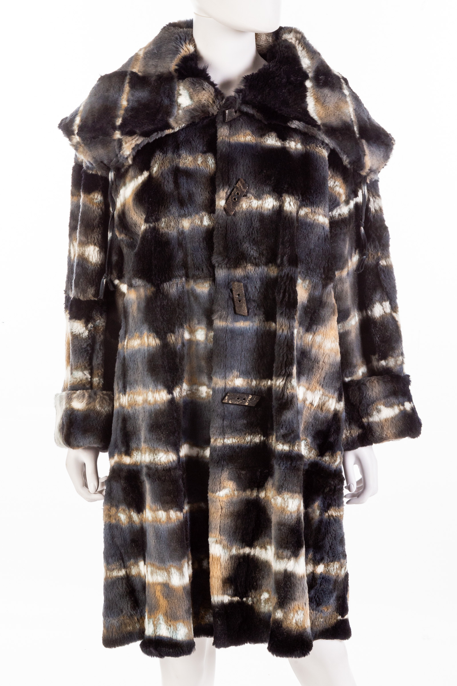 MULTI-COLORED FAUX FUR COAT Size