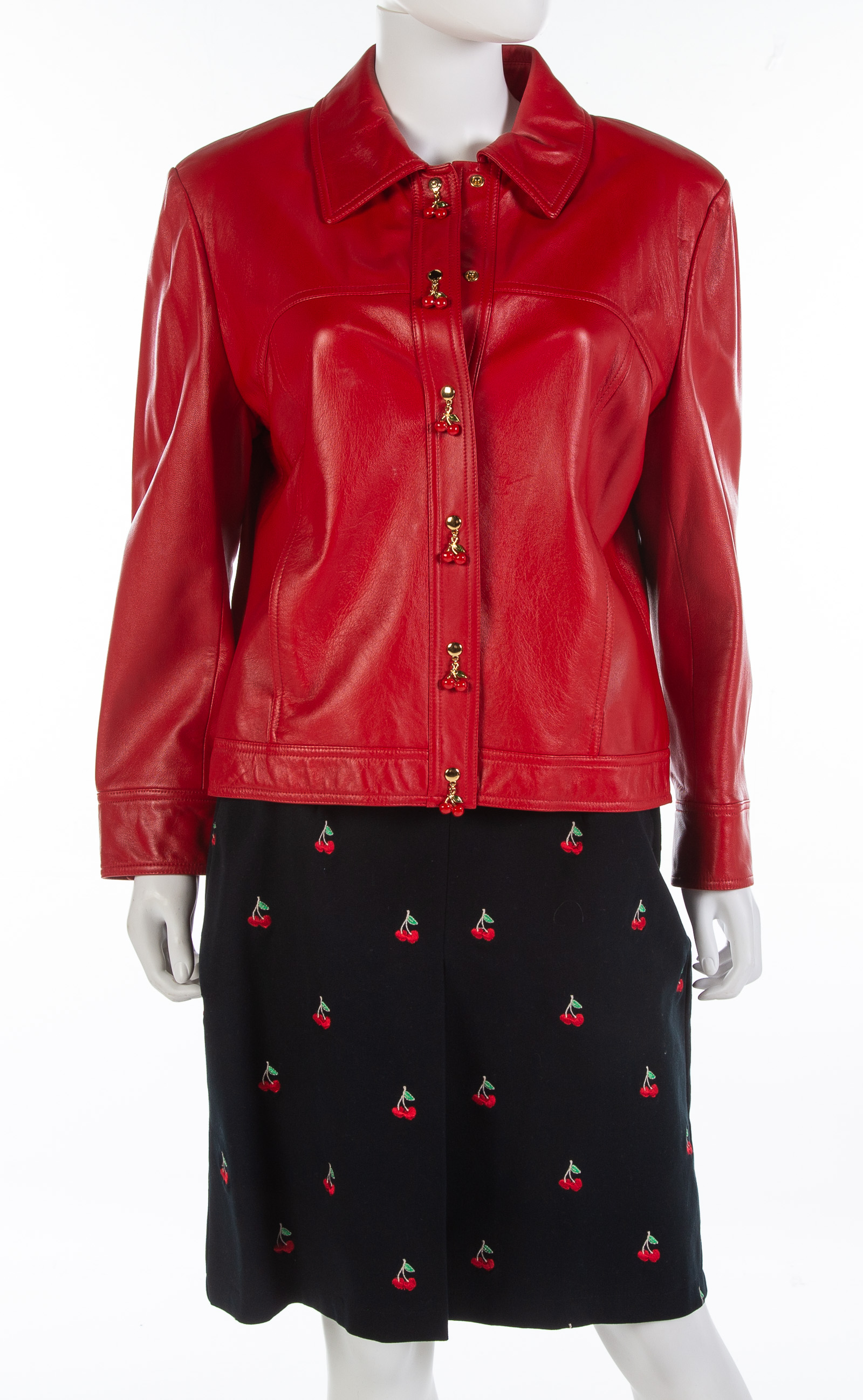 ST. JOHN RED LEATHER JACKET WITH